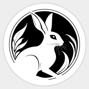 Wild Hare White Rabbit Simple Nature Art Sticker